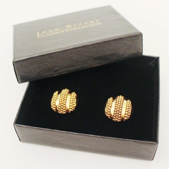 Joan Rivers Golden Shimmer Button Earrings - Picture 4 of 4